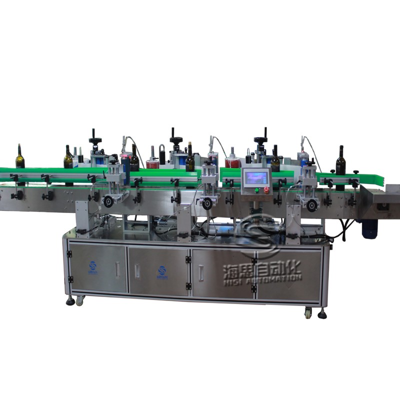 全自動紅酒三標頭圓瓶貼標機